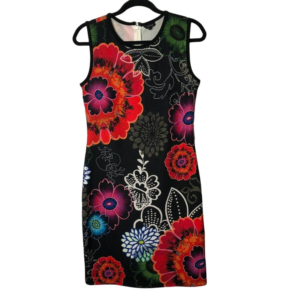 Cocoom Womens Sleeveless Floral Multicolored Sheath Dress L